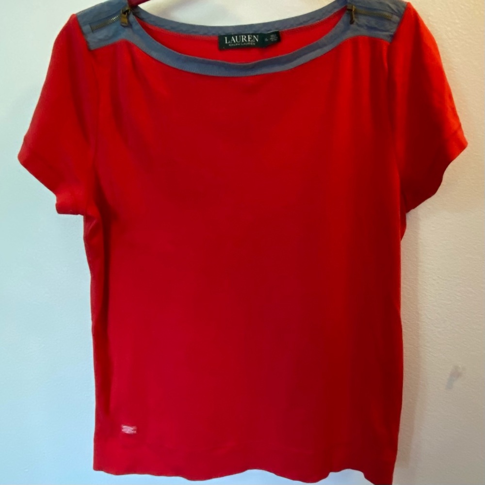 Ralph Lauren Zip Shoulder Short Sleeve Top
